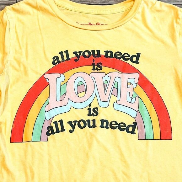 Rowdy Sprout All You Need Is Love Short Sleeve Crop Tee Size 10 - Picture 2 of 4